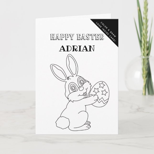 Personalized Coloring & Drawing Easter Activity  Holiday Card (Front)