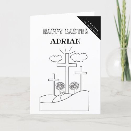 Personalized Coloring  Drawing Easter Religious  Holiday Card