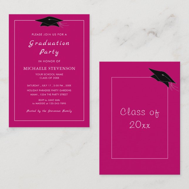 Personalized Colors Graduation Invitation + Class (Front/Back)