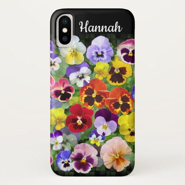 Personalized Colourful  Pansies Custom Text Case-Mate iPhone Case (Back)
