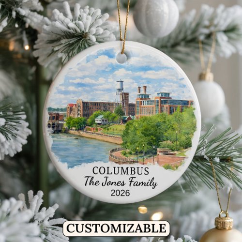 Personalized Columbus Ornament, Custom Georgia Ceramic Ornament