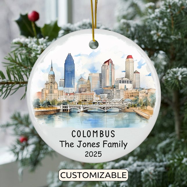 Personalized Columbus Ornament, Ohio Ceramic Ornament (Creator Uploaded)