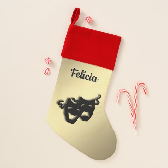 Personalized Comedy Tragedy Theater Masks Christmas Stocking (Front)