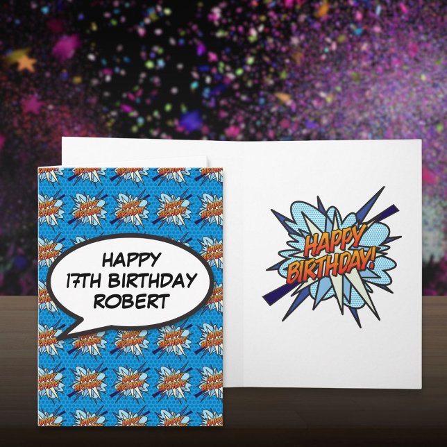 Personalized Comic Book HAPPY BIRTHDAY Blue Card (Personalized Comic Book HAPPY BIRTHDAY Blue Card)