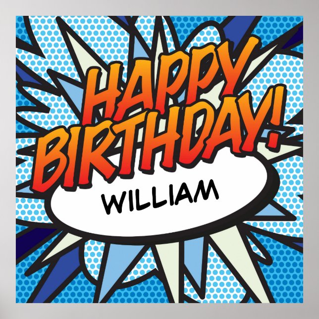 Personalized Comic Book HAPPY BIRTHDAY! Poster (Front)