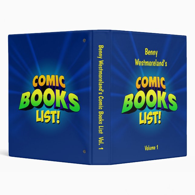 Personalized Comic Book List 3 Ring Binder (Background)