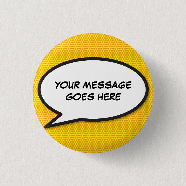 Personalized Comic Book Pop Art Speech Bubble Button (Front)
