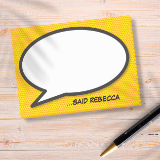 Personalized Comic Book Pop Art Speech Bubble Post-it Notes