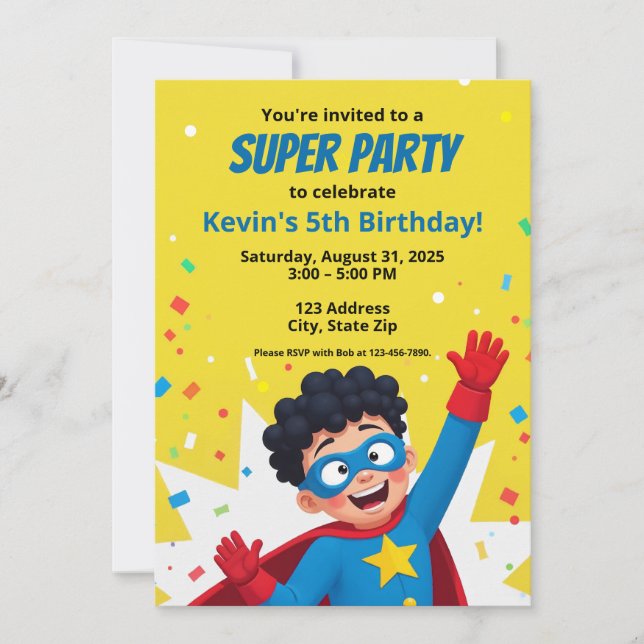 Personalized Comic Book Style Super Hero Invitatio Invitation (Front)