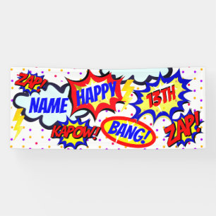 Personalized Comic Book Super Hero Party Banner