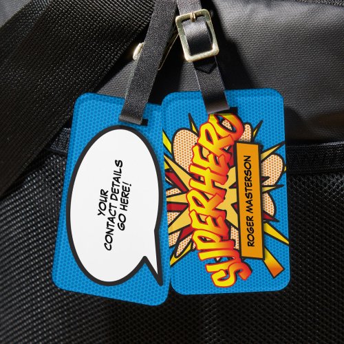 Personalized Comic Book SUPERHERO Fun Modern Luggage Tag