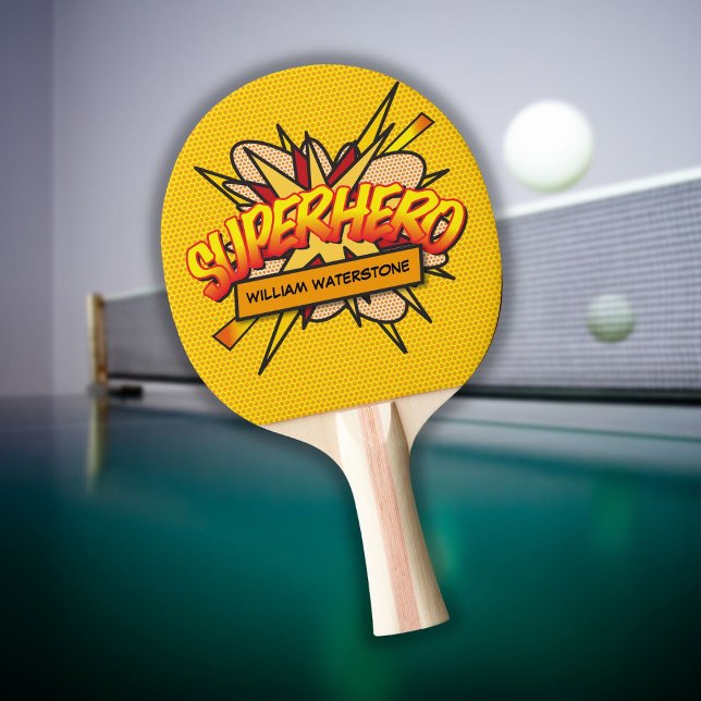 Personalized Comic Book Superhero Funny Modern Ping Pong Paddle (Personalized Comic Book Superhero Funny Modern Ping Pong Paddle)
