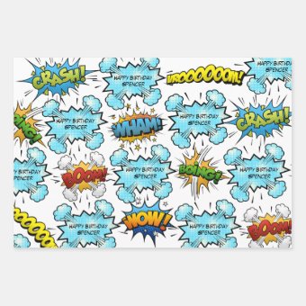 Personalized Comic Book Wrapping Paper Sheets | Zazzle