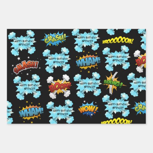 Personalized Comic Book Wrapping Paper Sheets Zazzle
