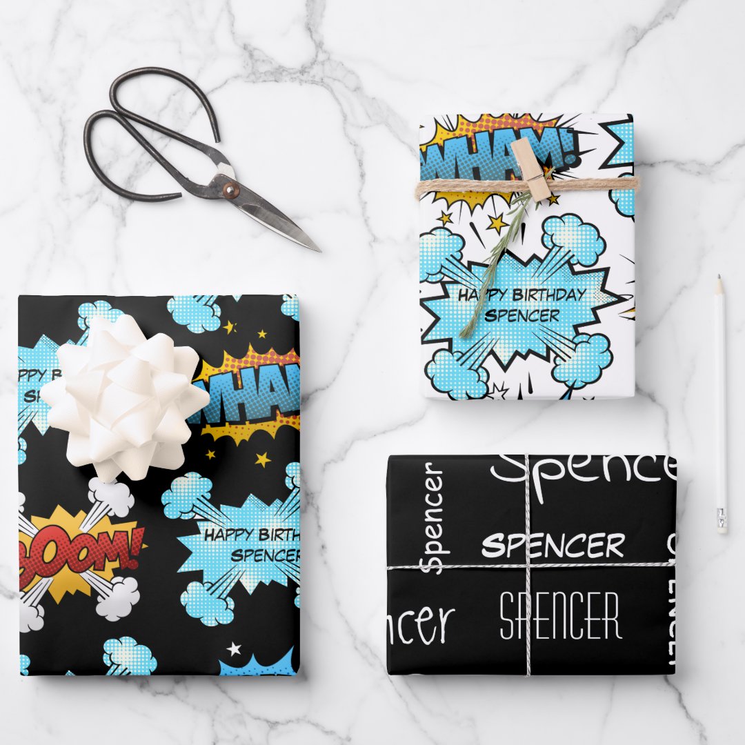 Personalized Comic Book Wrapping Paper Sheets Zazzle