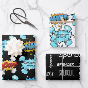 Personalized Comic Book Wrapping Paper Sheets