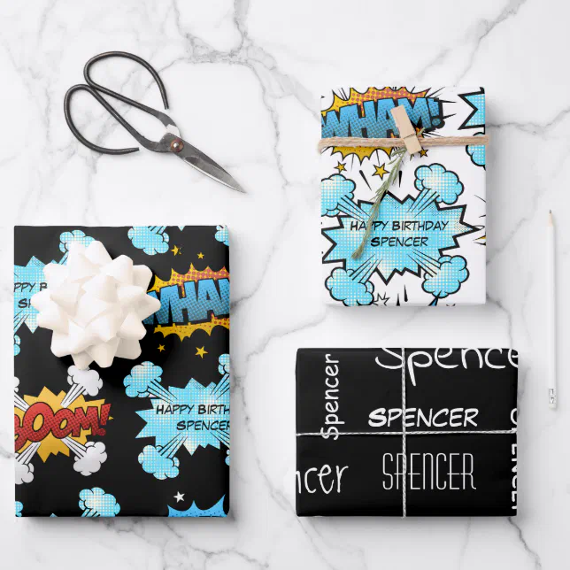 Personalized Comic Book Wrapping Paper Sheets Zazzle