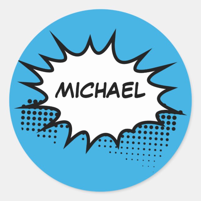 Personalized Comic Classic Round Sticker (Front)