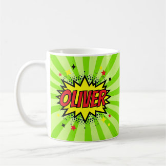 Personalized Comic Style Kids Colorful Green Gift Coffee Mug