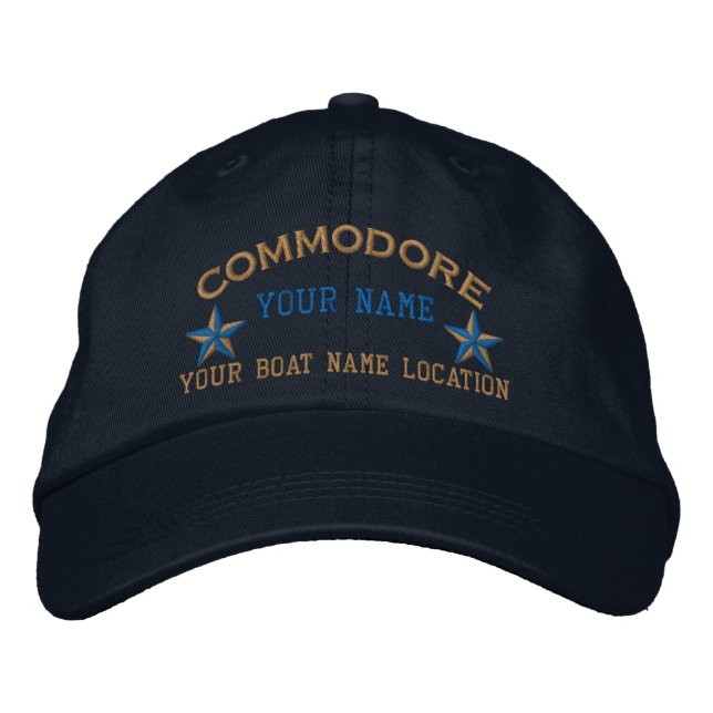 Personalized Commodore Stars Ball Cap Embroidery (Front)