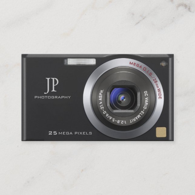 Personalized Compact Digital Camera Photographer Business Card (Front)