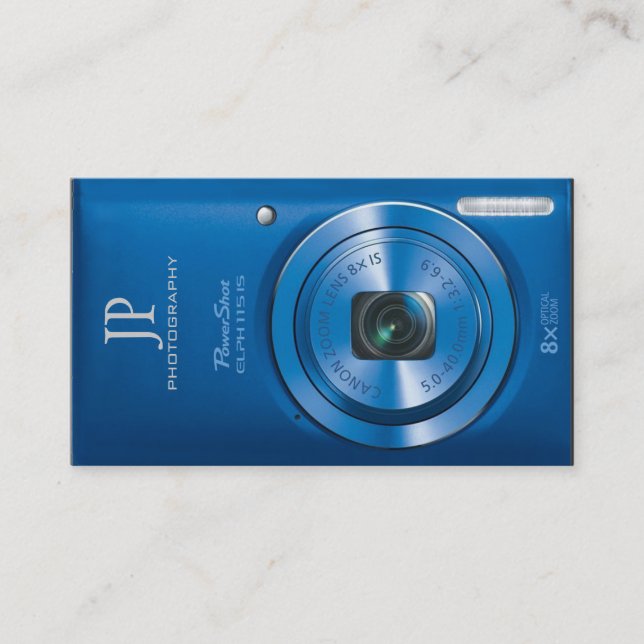 Personalized Compact Digital Camera Photographer Business Card (Front)