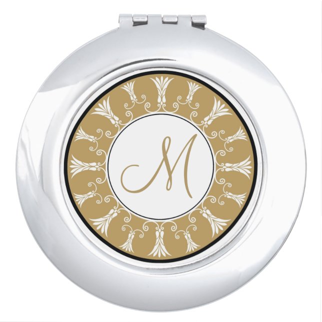 Personalized Compact Mirror Gold Monogram (Front)