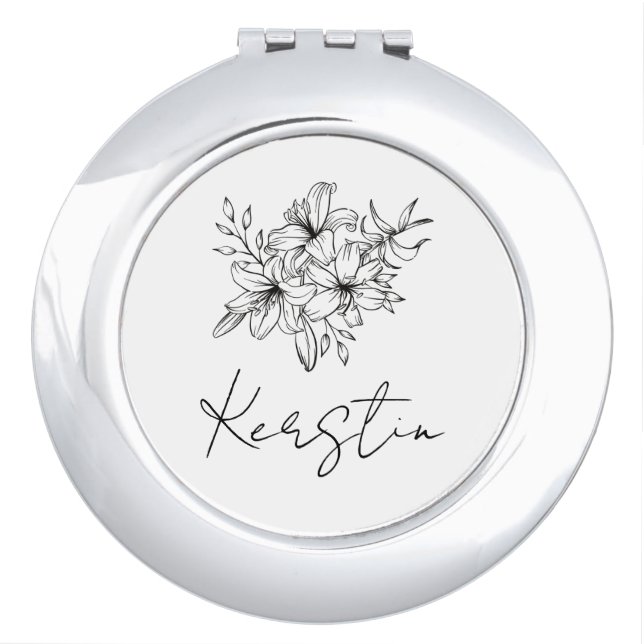Personalized Compact Mirror Mirror Gift For Weddin (Front)
