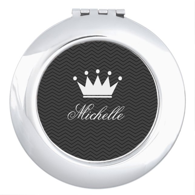 Personalized compact mirror with princess crown (Front)