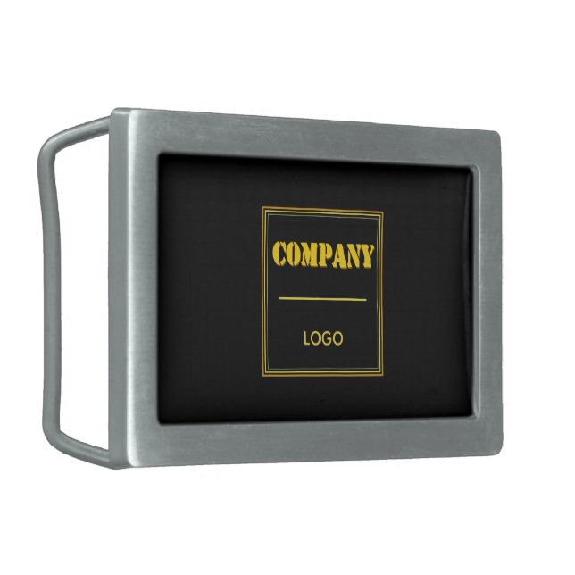 Personalized Company Black Modern Custom Business Belt Buckle (Front Left)