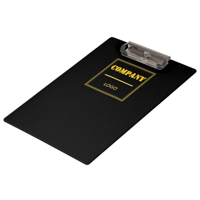 Personalized Company Black Modern Custom Business Clipboard (Angled)