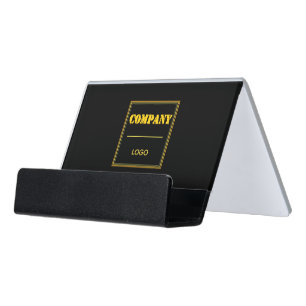 Personalized Company Black Modern Custom Business Desk Business Card Holder