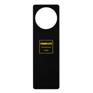 Personalized Company Black Modern Custom Business Door Hanger