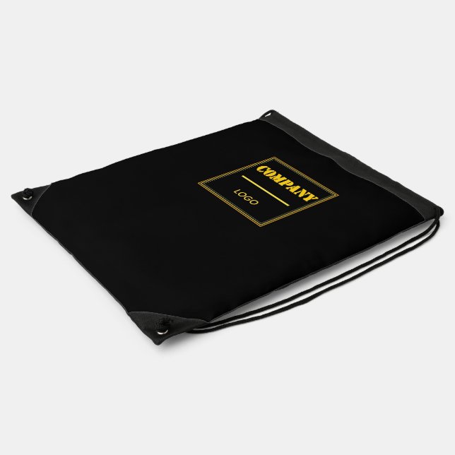 Personalized Company Black Modern Custom Business Drawstring Bag (Side)