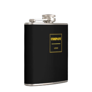 Personalized Company Black Modern Custom Business Flask