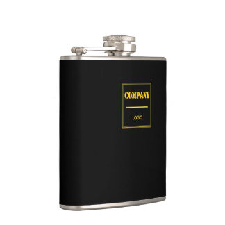 Personalized Company Black Modern Custom Business Flask