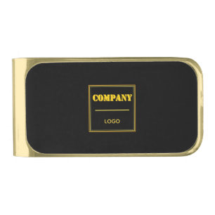 Personalized Company Black Modern Custom Business Gold Finish Money Clip