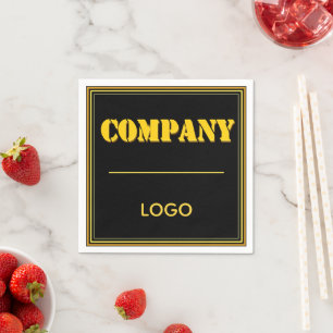 Personalized Company Black Modern Custom Business Napkins