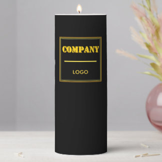 Personalized Company Black Modern Custom Business Pillar Candle