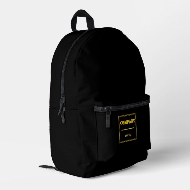 Personalized Company Black Modern Custom Business Printed Backpack (Back Corner Left)