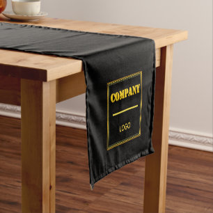Personalized Company Black Modern Custom Business Short Table Runner