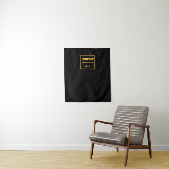 Personalized Company Black Modern Custom Business Tapestry (In Situ)