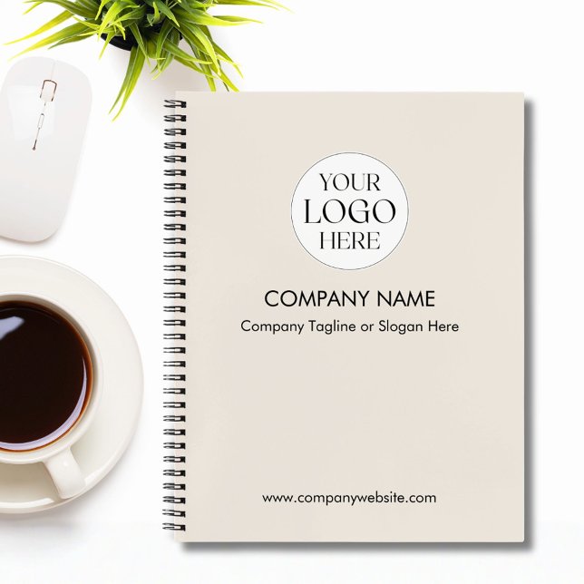 Personalized Company Business Logo Template Beige Notebook (In situ)