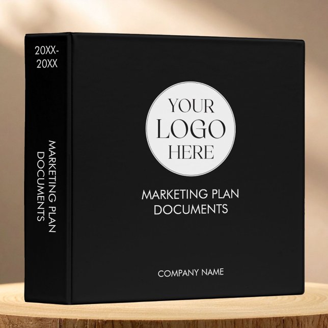 Personalized Company Business Logo Template Black 3 Ring Binder (Close up)