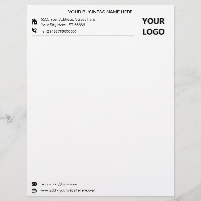 Personalized Company Custom Business Letterhead (Front)