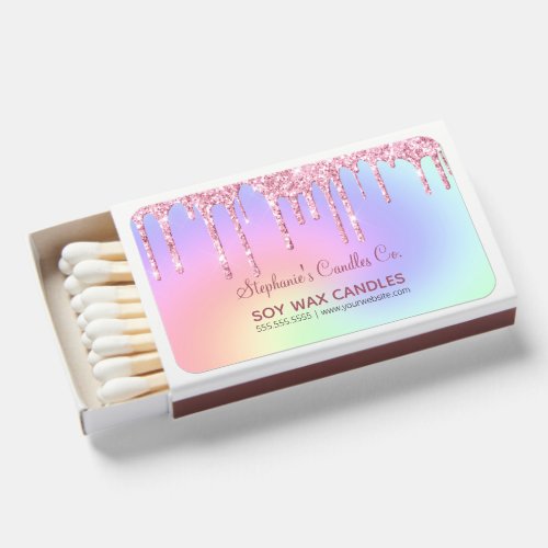 Personalized  Company  Dripping Pink Glitter  Matchboxes
