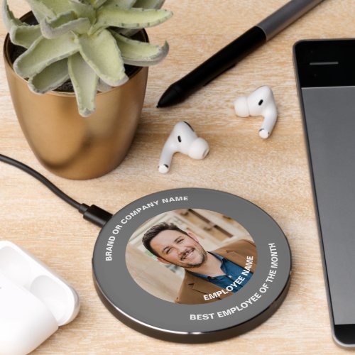 Personalized Company Employee Photo Ash Color Wireless Charger