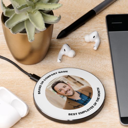 Personalized Company Employee Photo White Color Wireless Charger