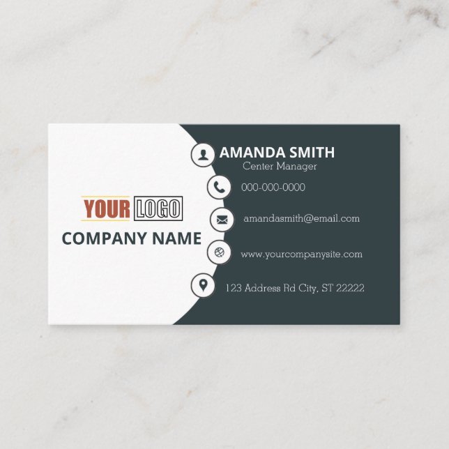Personalized Company Logo Employee Modern  Business Card (Front)