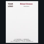 Personalized Company Logo Info Business Letterhead<br><div class="desc">Custom Colors and Fonts - Personalized Your Logo Name Profession Address Contact Information Business Letterhead - Add Your Logo - Image or QR Code - Photo / and Name - Company / Profession - Title / Address / Contact Information - Phone / E-mail / Website / more - or Remove...</div>